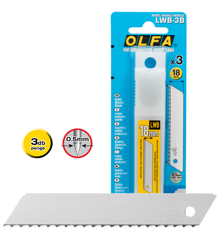 Olfa LWB-3B nem tördelhető penge, ezüst színű, 18 mm, 3 db/csomag termék fő termékképe
