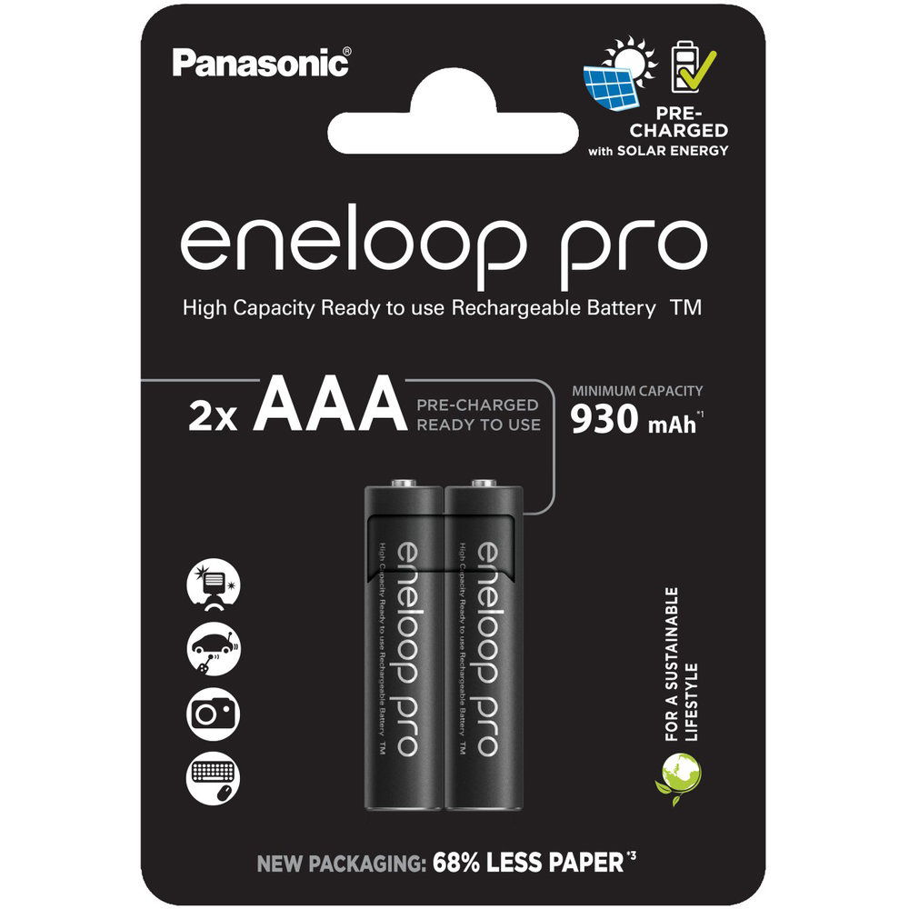 Panasonic BK-4HCDE/2BE eneloop pro Ni-MH akkumulátor, AAA (micro), 930 mAh, 2 db/bliszter termék fő termékképe